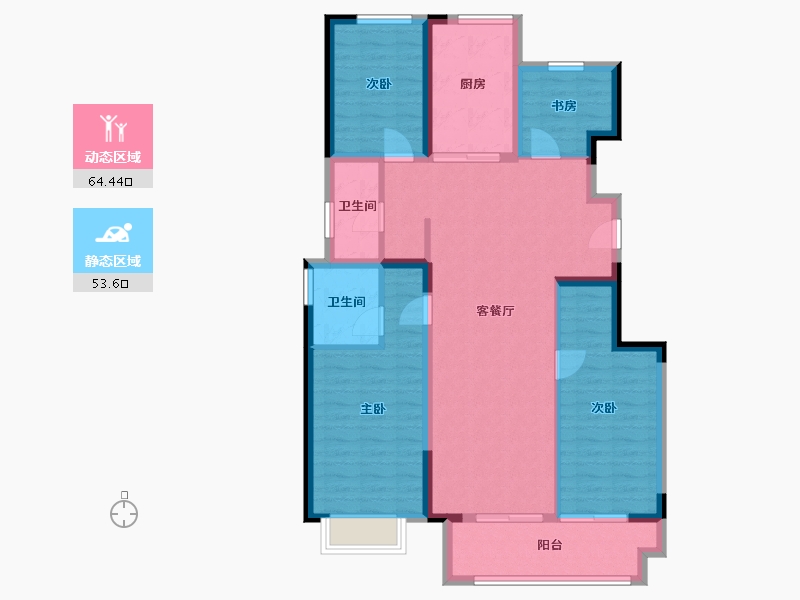 北京-北京市-金地·璟宸-105.96-户型库-动静分区