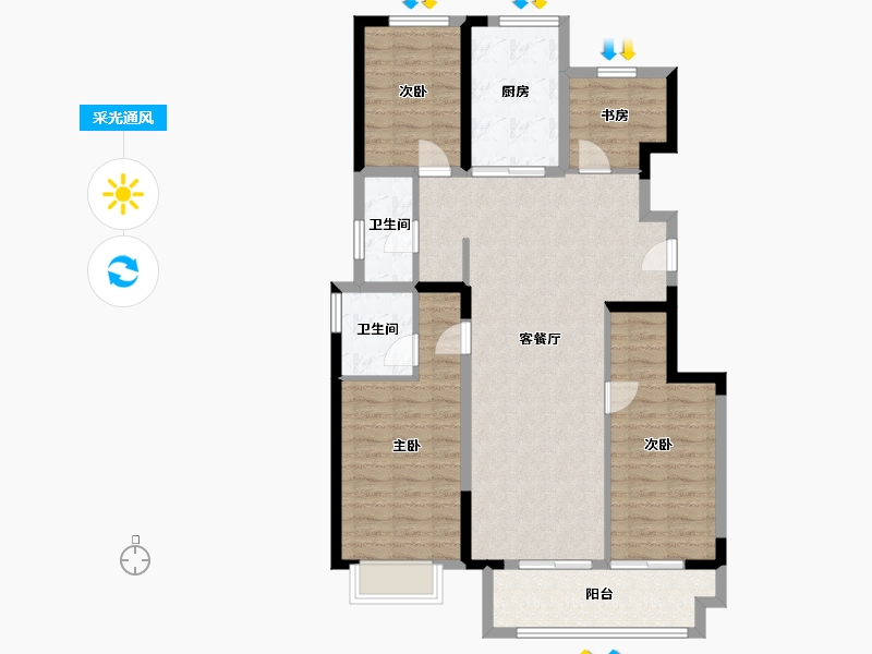 北京-北京市-金地·璟宸-105.96-户型库-采光通风