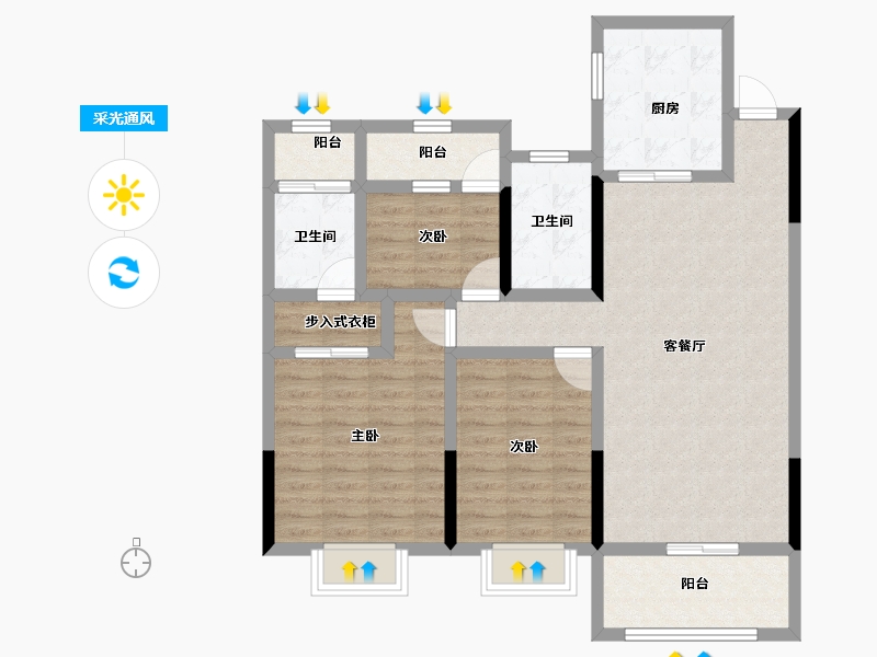 安徽省-安庆市-中梁滨江壹号-95.15-户型库-采光通风