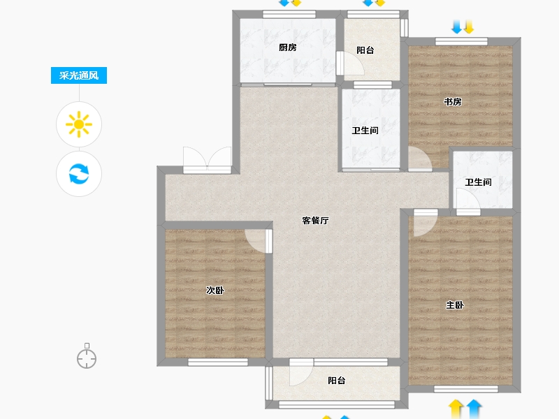 辽宁省-鞍山市-海银9號-112.06-户型库-采光通风