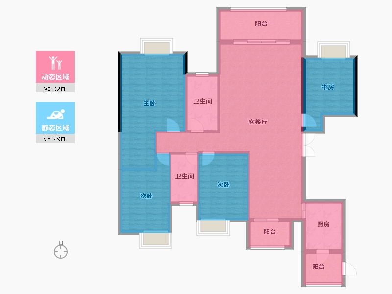 广西壮族自治区-南宁市-南宁启迪东盟科技城-135.28-户型库-动静分区