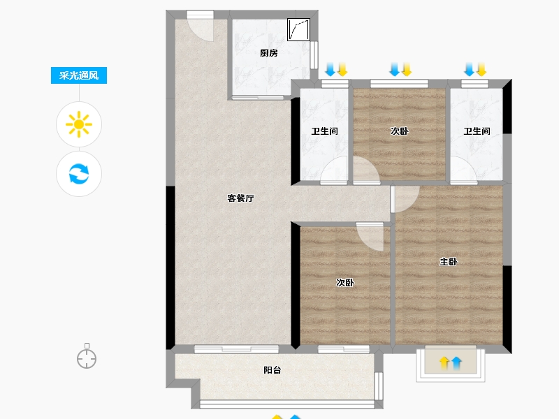 广东省-梅州市-敏捷奥园珑玥府-82.31-户型库-采光通风