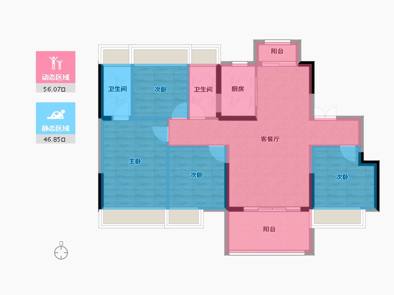 湖南省-常德市-五洲東岸-92.40-户型库-动静分区