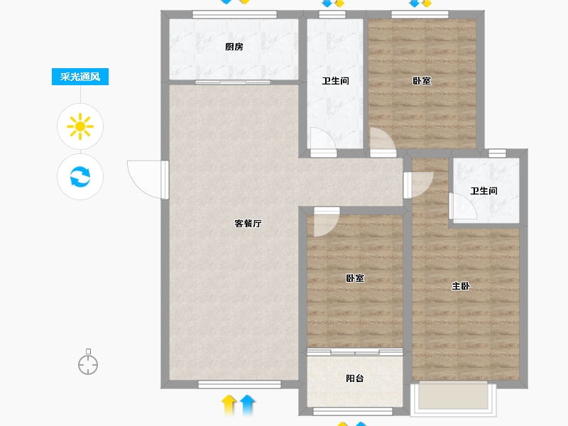 山东省-德州市-华腾御城澜湾-100.81-户型库-采光通风