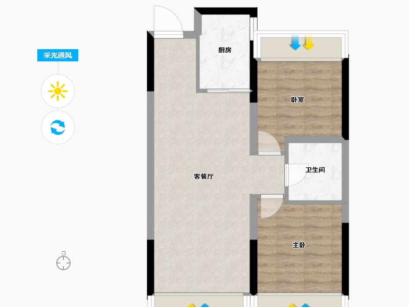 辽宁省-沈阳市-亚泰·鲲鹏府-54.51-户型库-采光通风