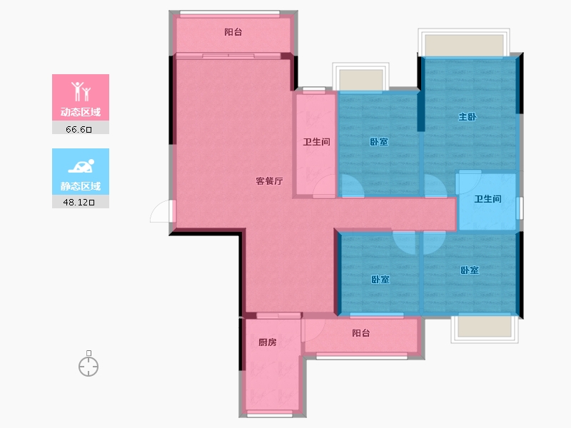 广东省-梅州市-艺展熙园-103.44-户型库-动静分区