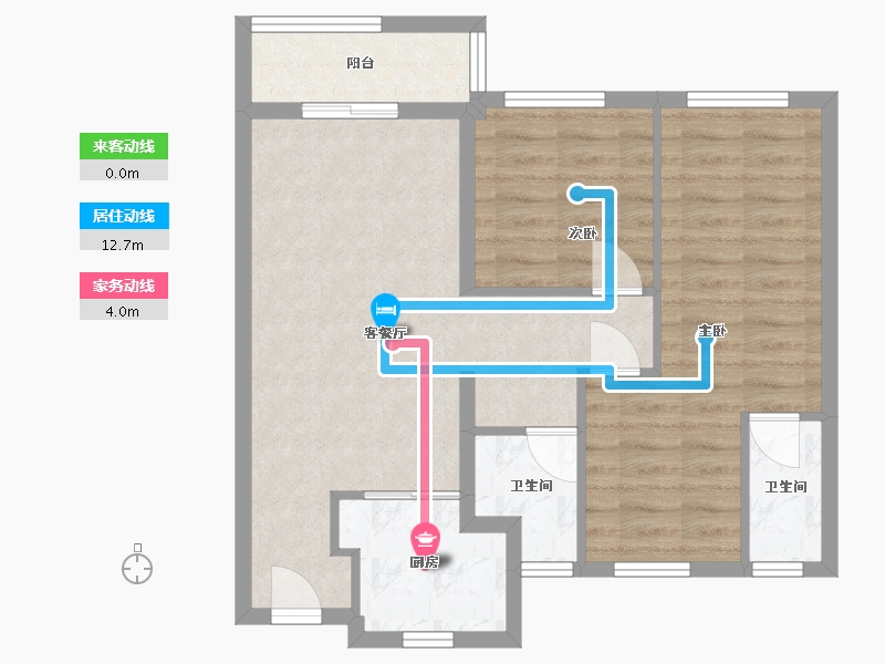 福建省-福州市-龙湖·春江彼岸-67.51-户型库-动静线