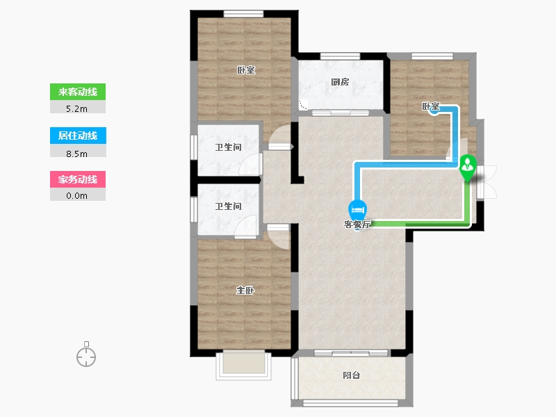 安徽省-宿州市-萧县·盛达新城-98.77-户型库-动静线