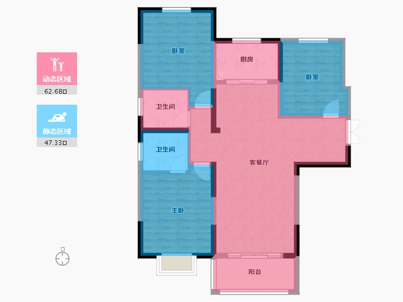 安徽省-宿州市-萧县·盛达新城-98.77-户型库-动静分区