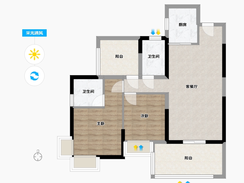 广东省-汕尾市-振业时代花园-75.00-户型库-采光通风