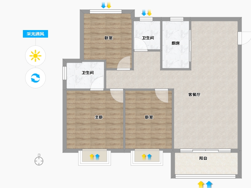 安徽省-宿州市-翰林苑·尚苑-92.00-户型库-采光通风