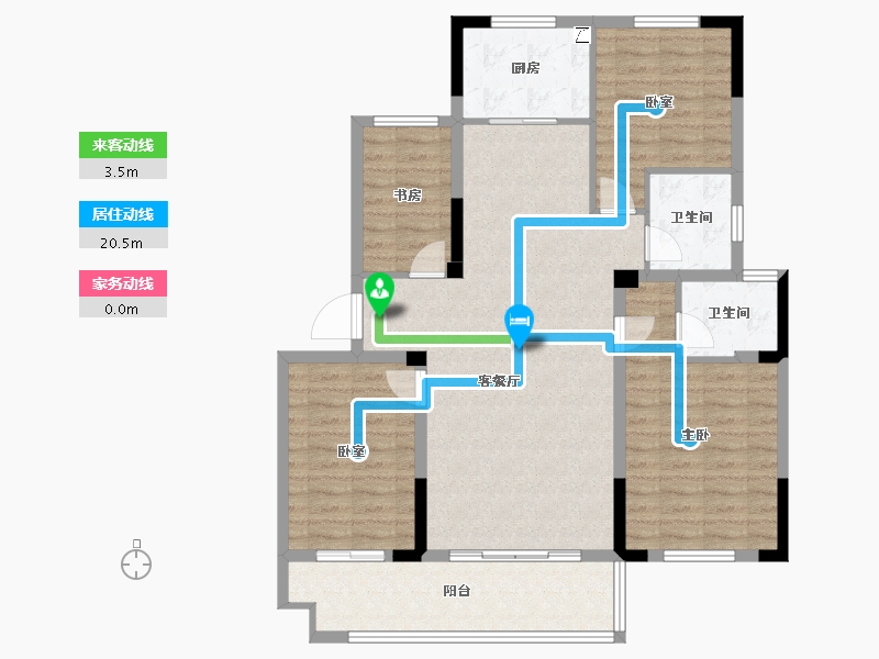 安徽省-宿州市-砀山兰庭雅苑-108.75-户型库-动静线