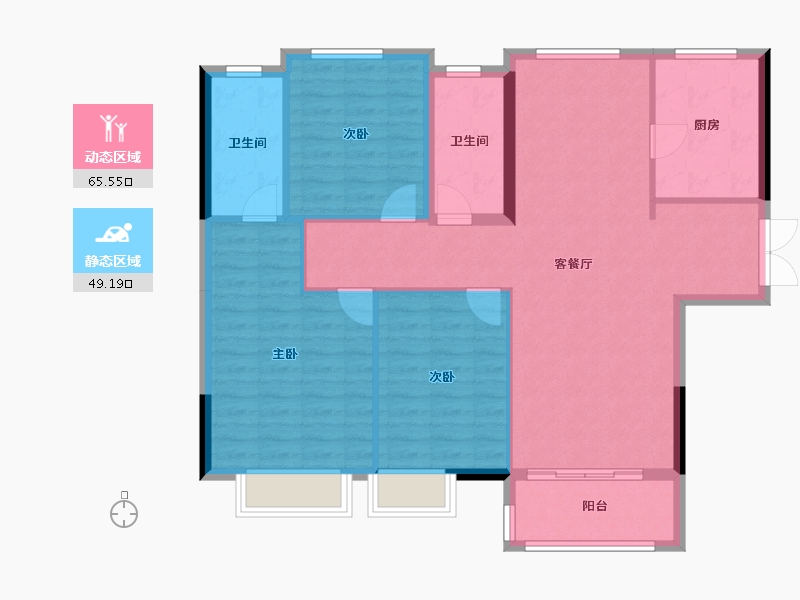 安徽省-黄山市-鸿威·东方雅苑-104.59-户型库-动静分区