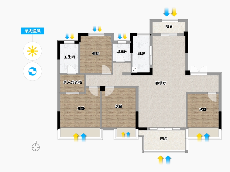 安徽省-马鞍山市-锦艺林语春风-109.57-户型库-采光通风