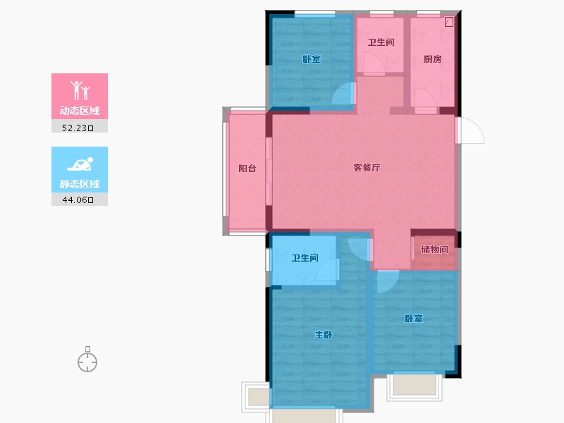 安徽省-宿州市-萧县·盛达新城-85.32-户型库-动静分区