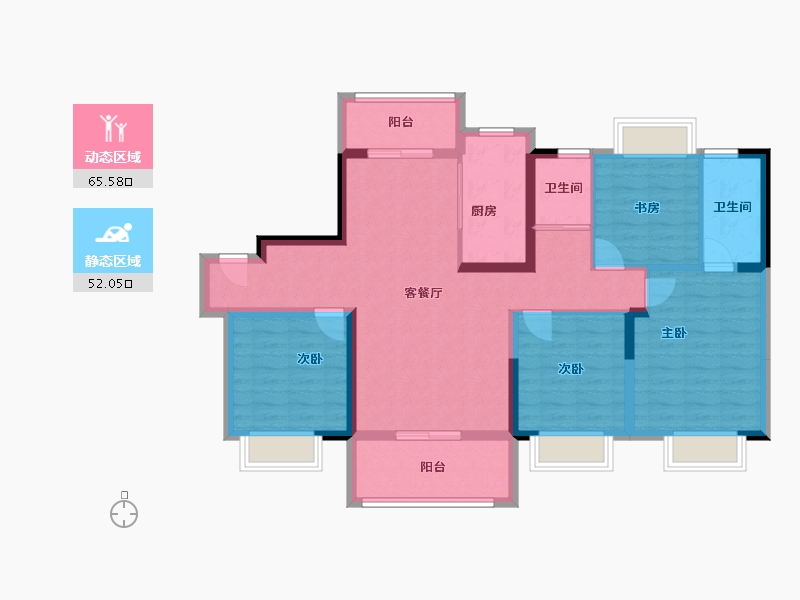 江苏省-扬州市-宝应碧桂园天悦公馆-104.87-户型库-动静分区