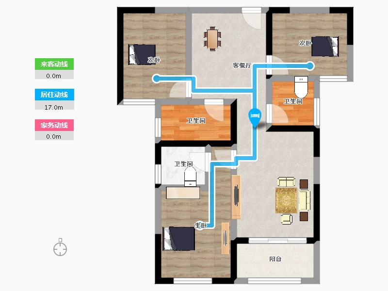 安徽省-宿州市-恒福新城A区-70.56-户型库-动静线