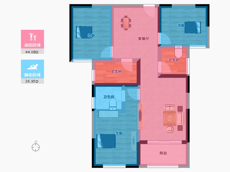 安徽省-宿州市-恒福新城A区-70.56-户型库-动静分区