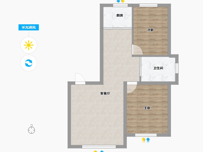 辽宁省-丹东市-芙蓉怡景苑​-60.52-户型库-采光通风