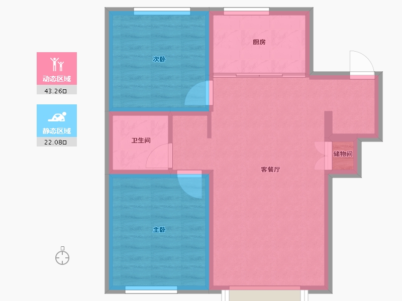 辽宁省-沈阳市-吴中桃花源一期御园-58.11-户型库-动静分区