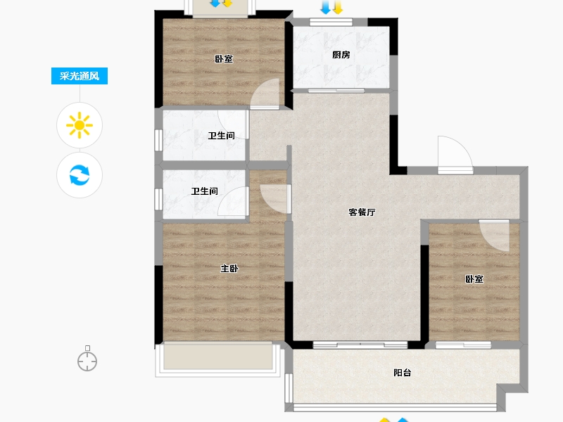 江苏省-宿迁市-碧桂园凤凰湾·泗阳-92.00-户型库-采光通风