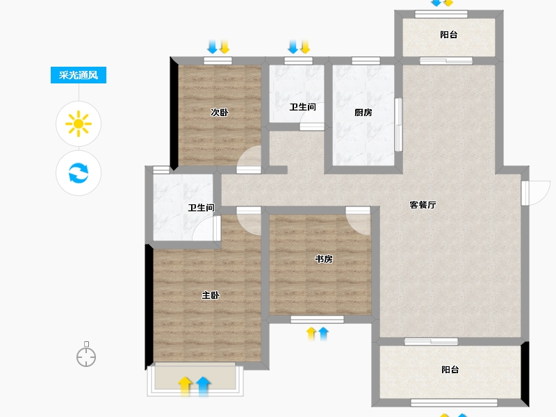 湖南省-常德市-弘康公馆-101.16-户型库-采光通风