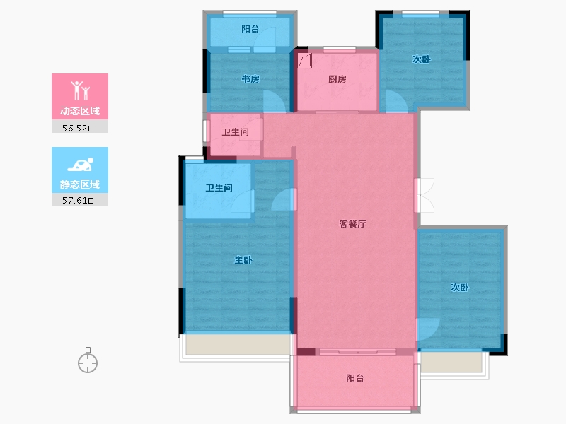 安徽省-马鞍山市-锦艺林语春风-102.72-户型库-动静分区