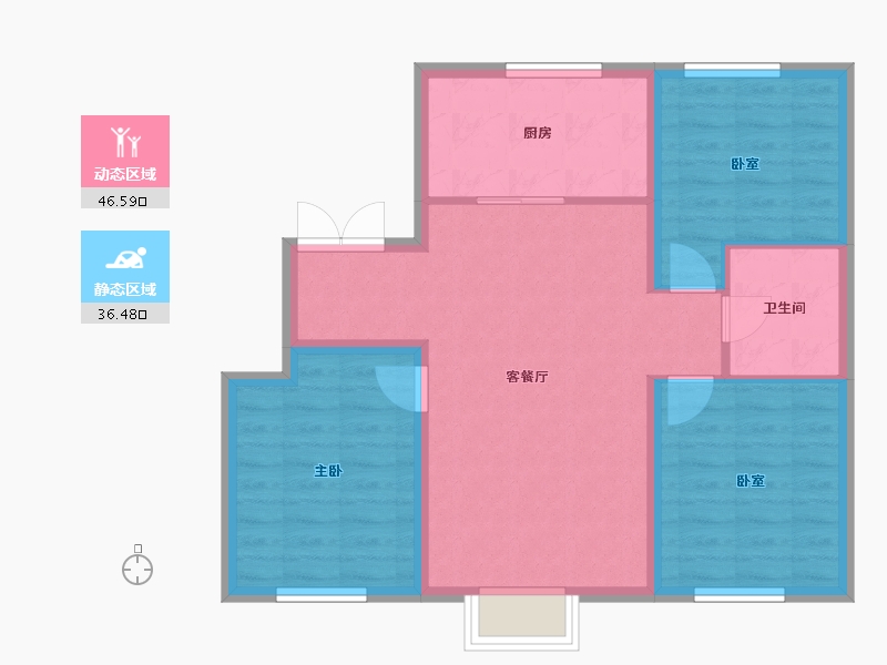 辽宁省-沈阳市-吴中桃花源一期御园-74.75-户型库-动静分区