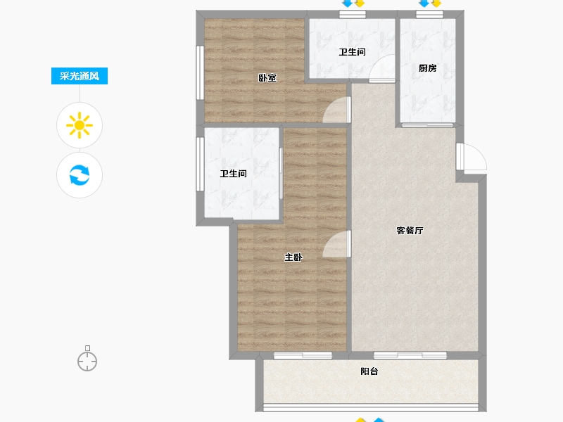 河北省-廊坊市-水岸香园-86.40-户型库-采光通风