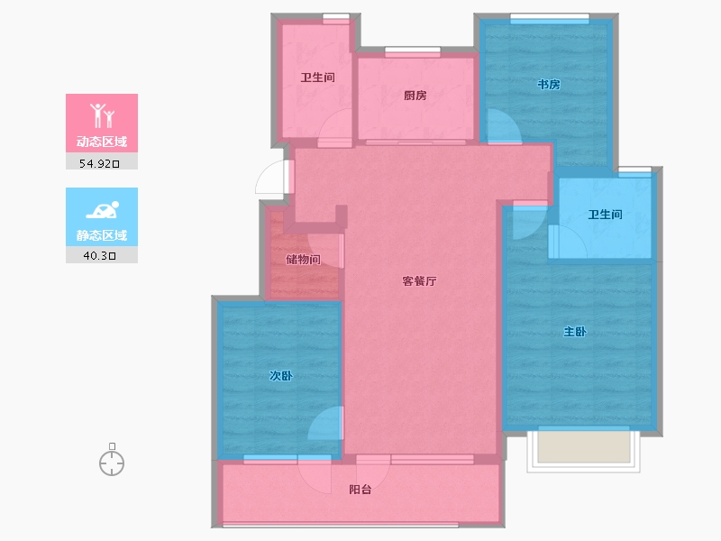 浙江省-宁波市-保利翡翠城市·和光城樾二期-85.05-户型库-动静分区