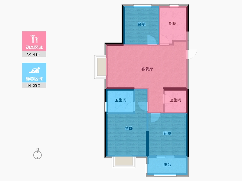 浙江省-嘉兴市-吉翔悦秀-76.80-户型库-动静分区