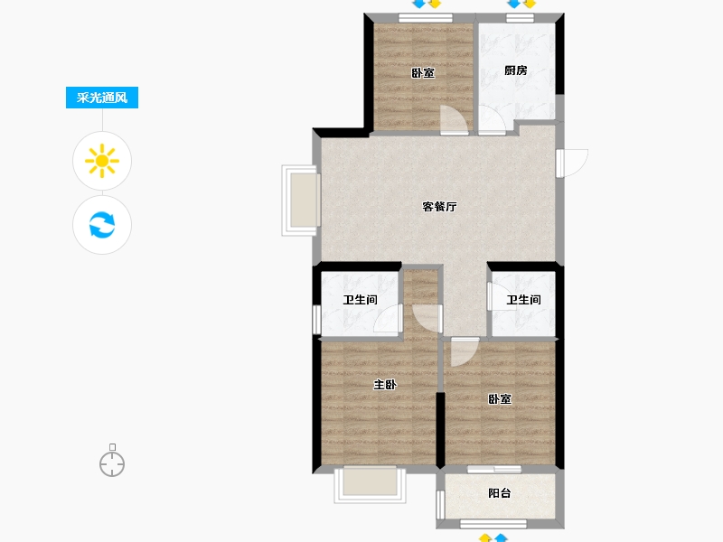 浙江省-嘉兴市-吉翔悦秀-76.80-户型库-采光通风