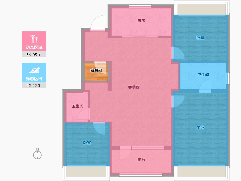 辽宁省-沈阳市-旭辉·公元-96.80-户型库-动静分区