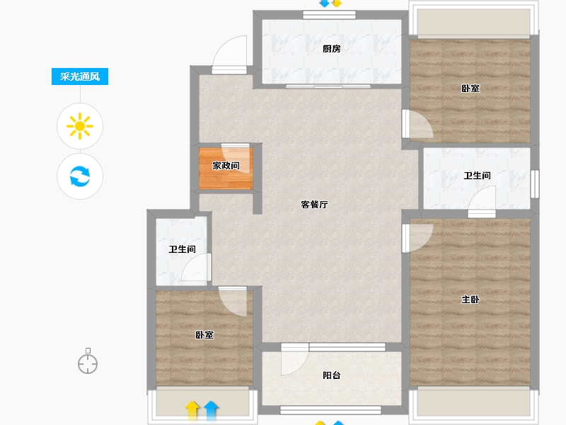 辽宁省-沈阳市-旭辉·公元-96.80-户型库-采光通风