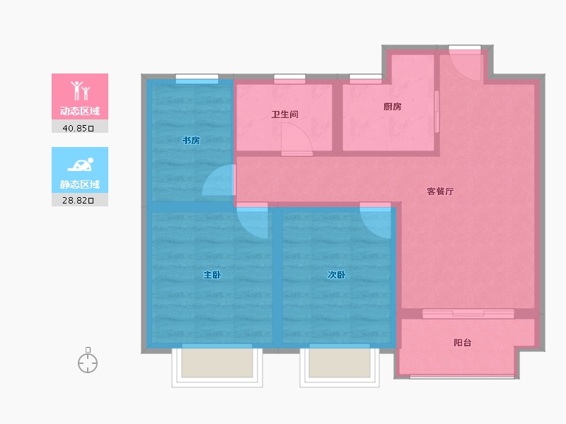 山西省-太原市-天禄堂▪红禧台-61.64-户型库-动静分区