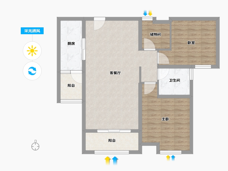 江苏省-宿迁市-中豪·运河澜湾-81.60-户型库-采光通风