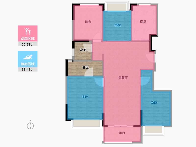 广东省-佛山市-越秀阅湖台-103.67-户型库-动静分区