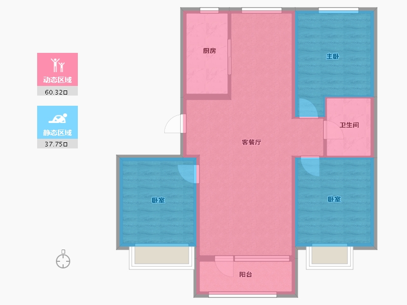 辽宁省-沈阳市-吴中桃花源一期御园-88.00-户型库-动静分区