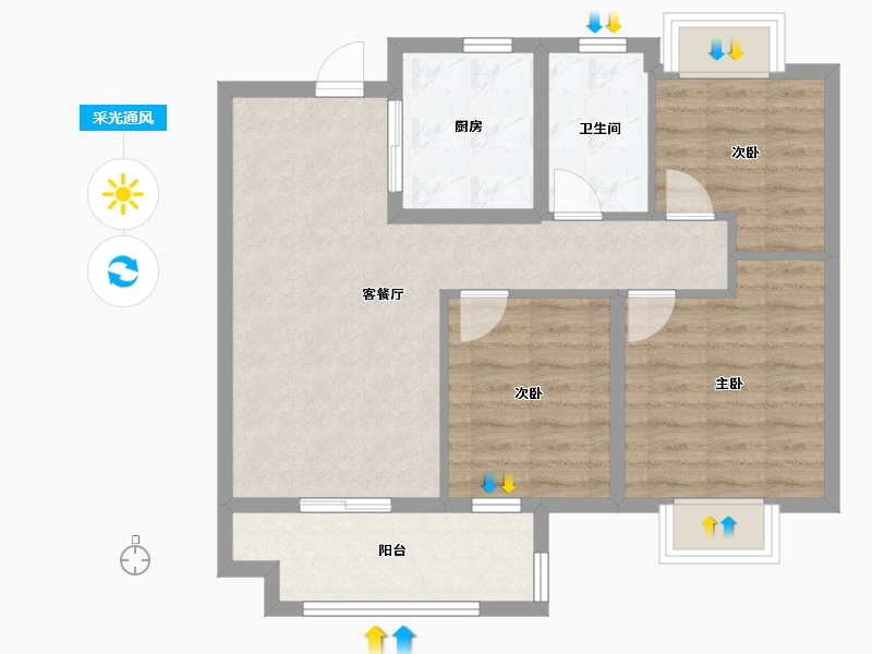 江西省-南昌市-江铃龙湖云璟-71.20-户型库-采光通风