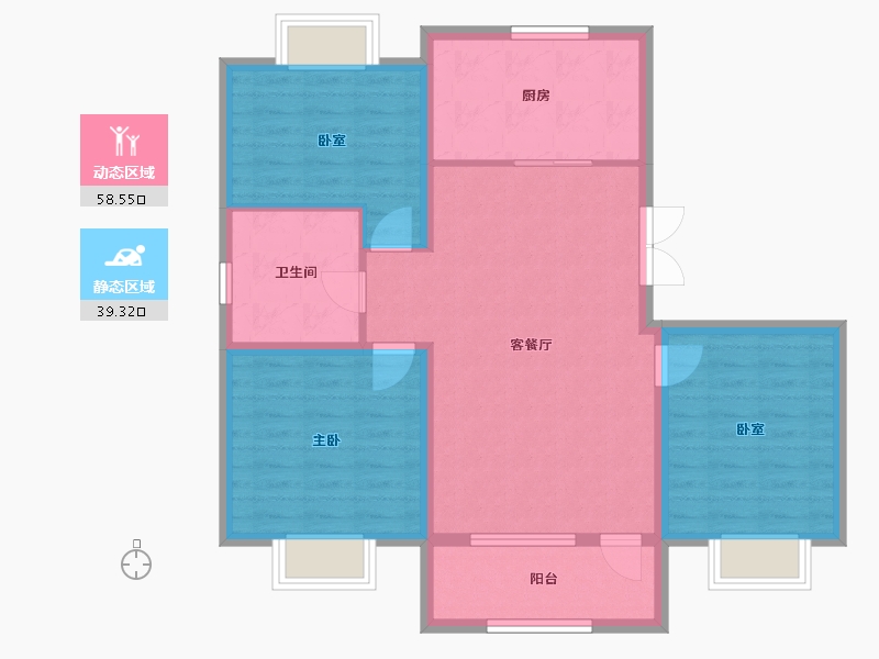 辽宁省-沈阳市-吴中桃花源一期御园-88.00-户型库-动静分区