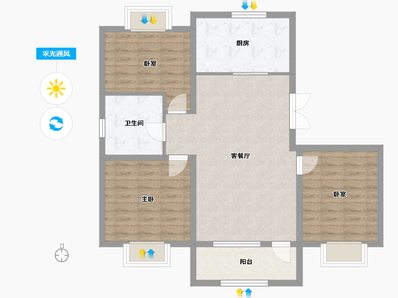 辽宁省-沈阳市-吴中桃花源一期御园-88.00-户型库-采光通风