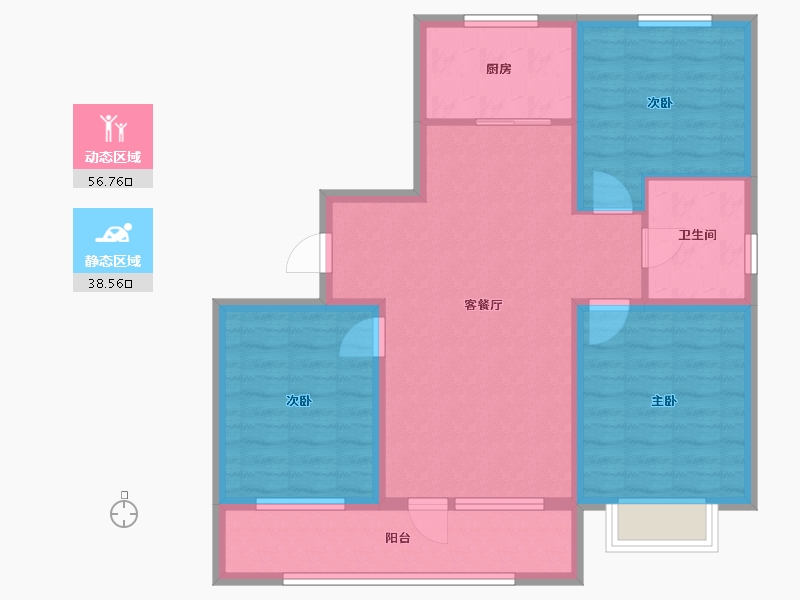 辽宁省-沈阳市-吴中桃花源一期御园-84.80-户型库-动静分区