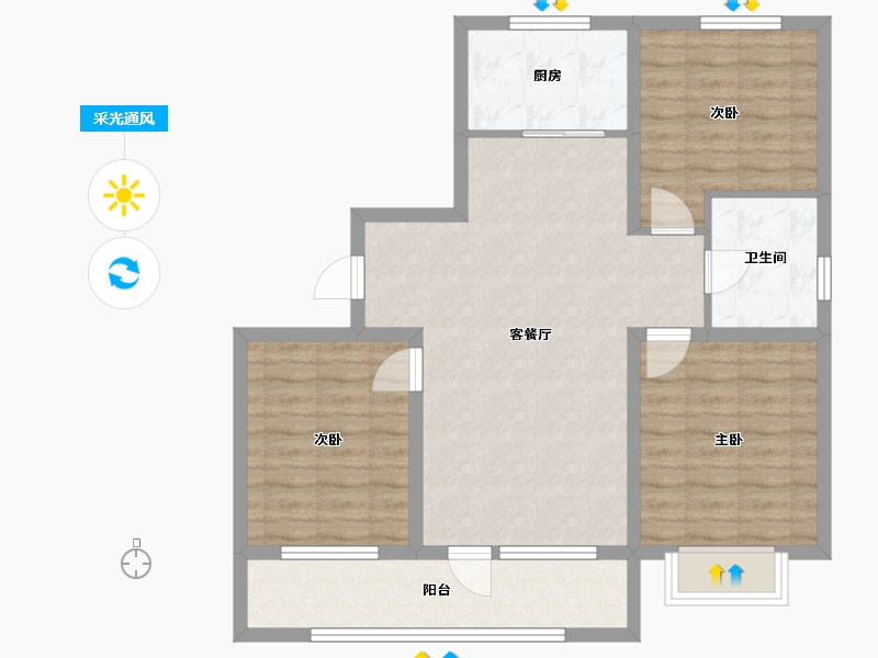 辽宁省-沈阳市-吴中桃花源一期御园-84.80-户型库-采光通风