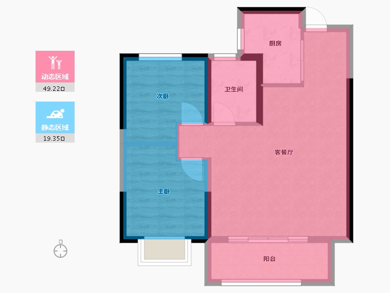 浙江省-嘉兴市-吉翔悦秀-61.36-户型库-动静分区