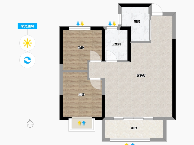 浙江省-嘉兴市-吉翔悦秀-61.36-户型库-采光通风