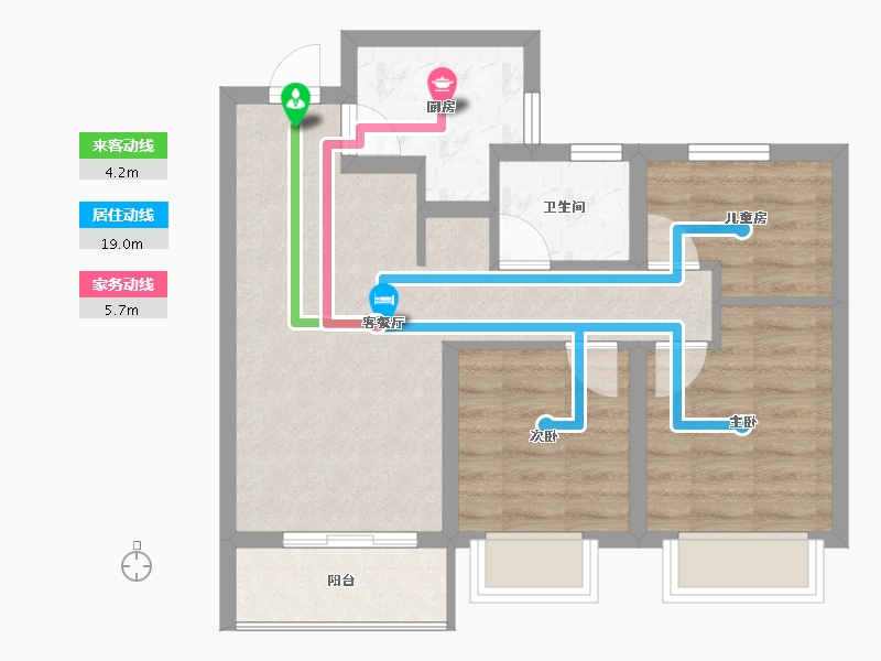 浙江省-宁波市-保利翡翠城市·和光城樾二期-58.67-户型库-动静线