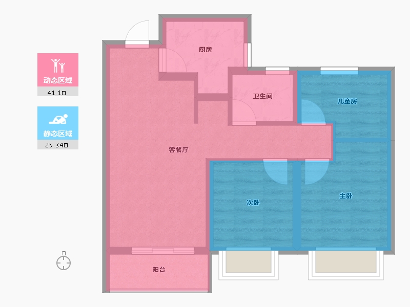 浙江省-宁波市-保利翡翠城市·和光城樾二期-58.67-户型库-动静分区