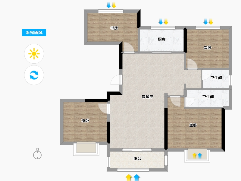 浙江省-嘉兴市-玖龙府-98.59-户型库-采光通风