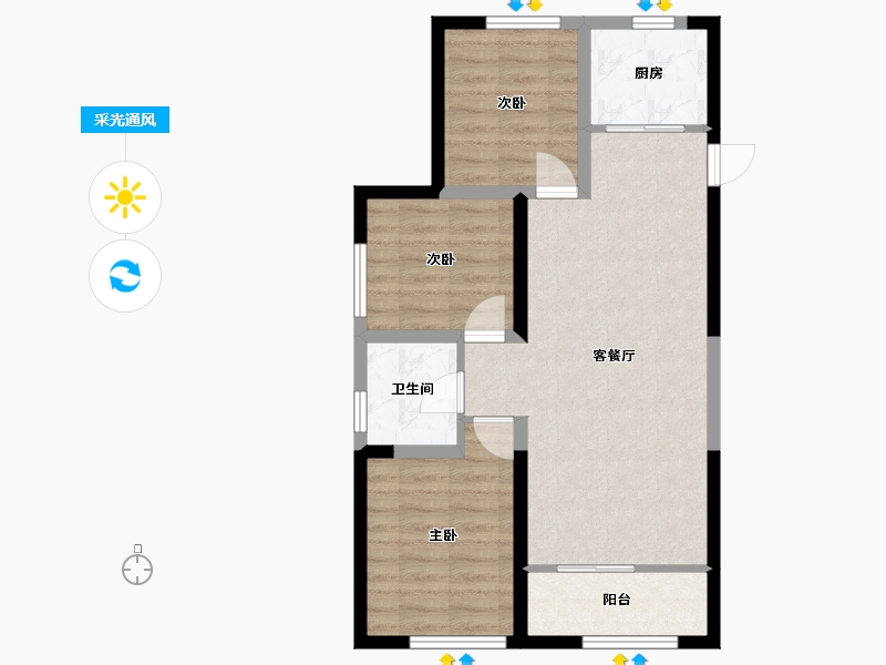 山西省-晋中市-悦唐·慧和郡-67.54-户型库-采光通风