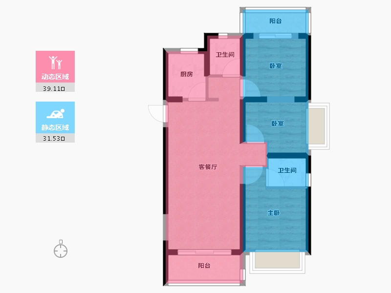 福建省-漳州市-永鸿御溪谷-61.86-户型库-动静分区